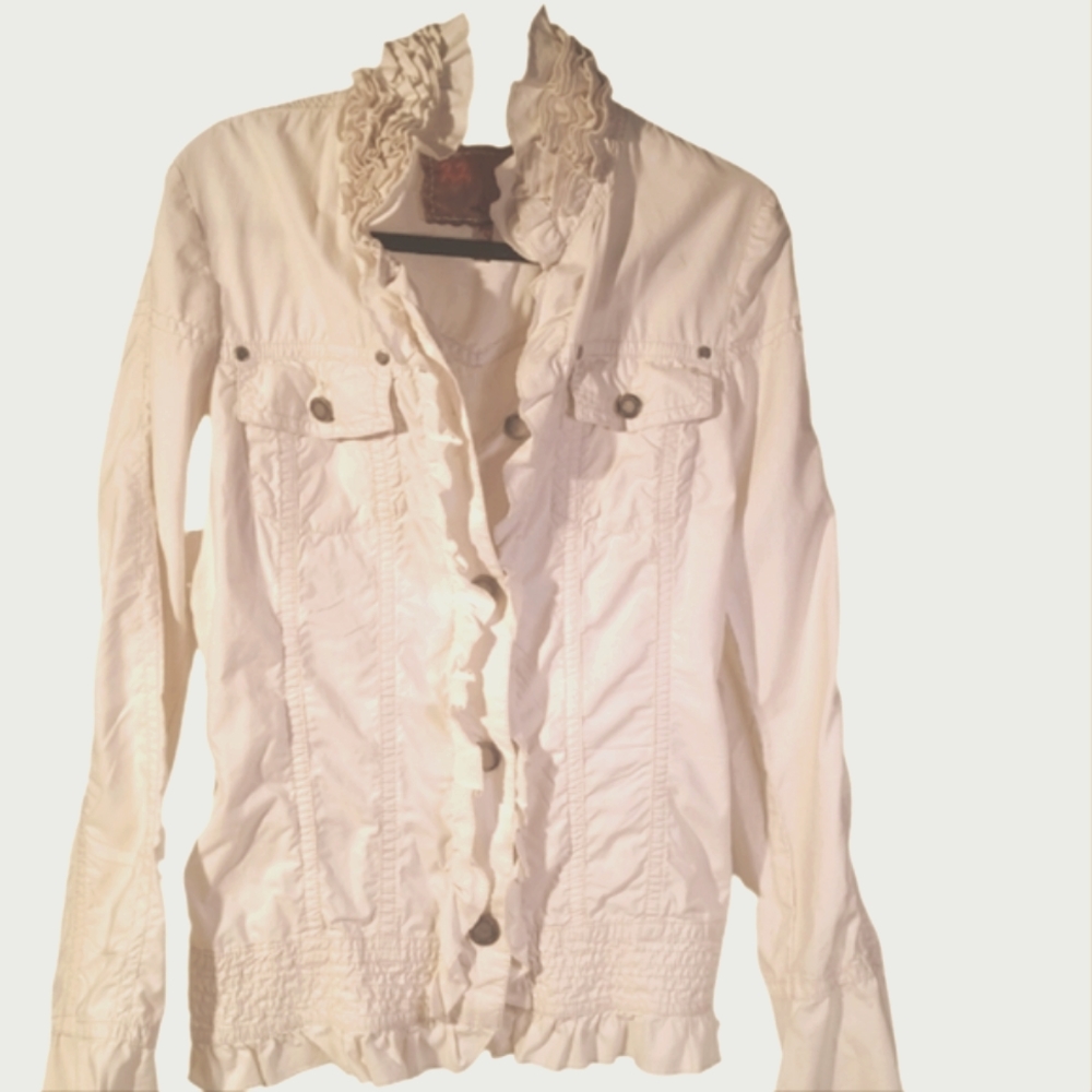 Anthropology Twill 22 cream jacket LG